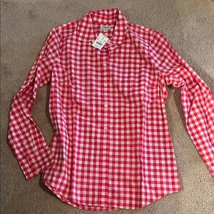 Pink and White Checkered Button-Up Shirt